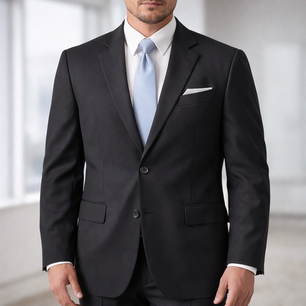 Stafford Essentials Men Solid Black Polyester 2-B… - image 1